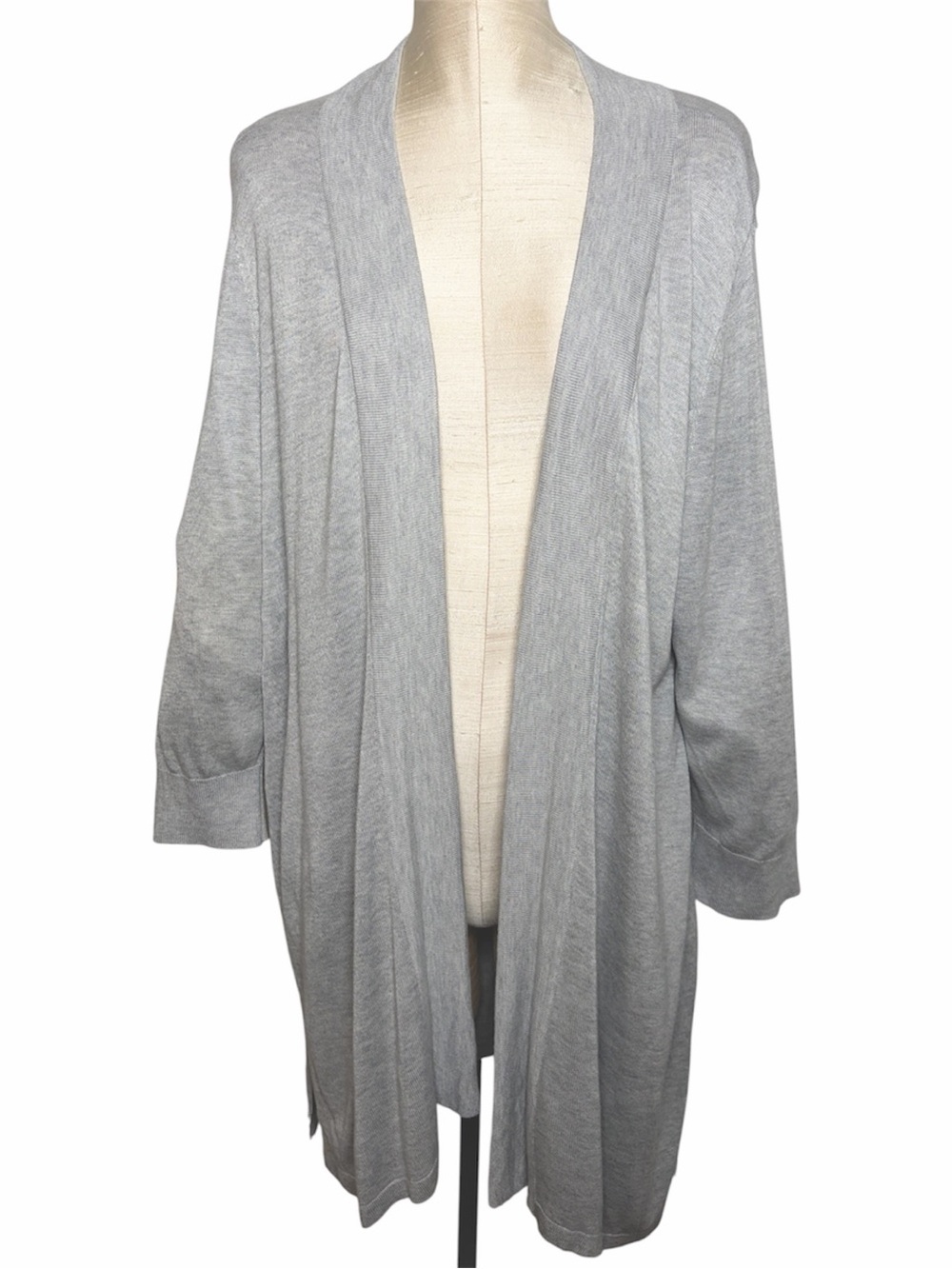 Chico's Light Gray Open-Front Women's Knit Sweater Cardigan Size 3 (16/18)